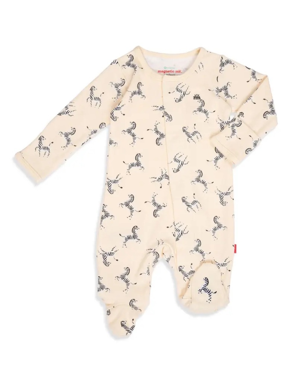 Magnetic Me Cream Zebra-Print Footed One-Piece